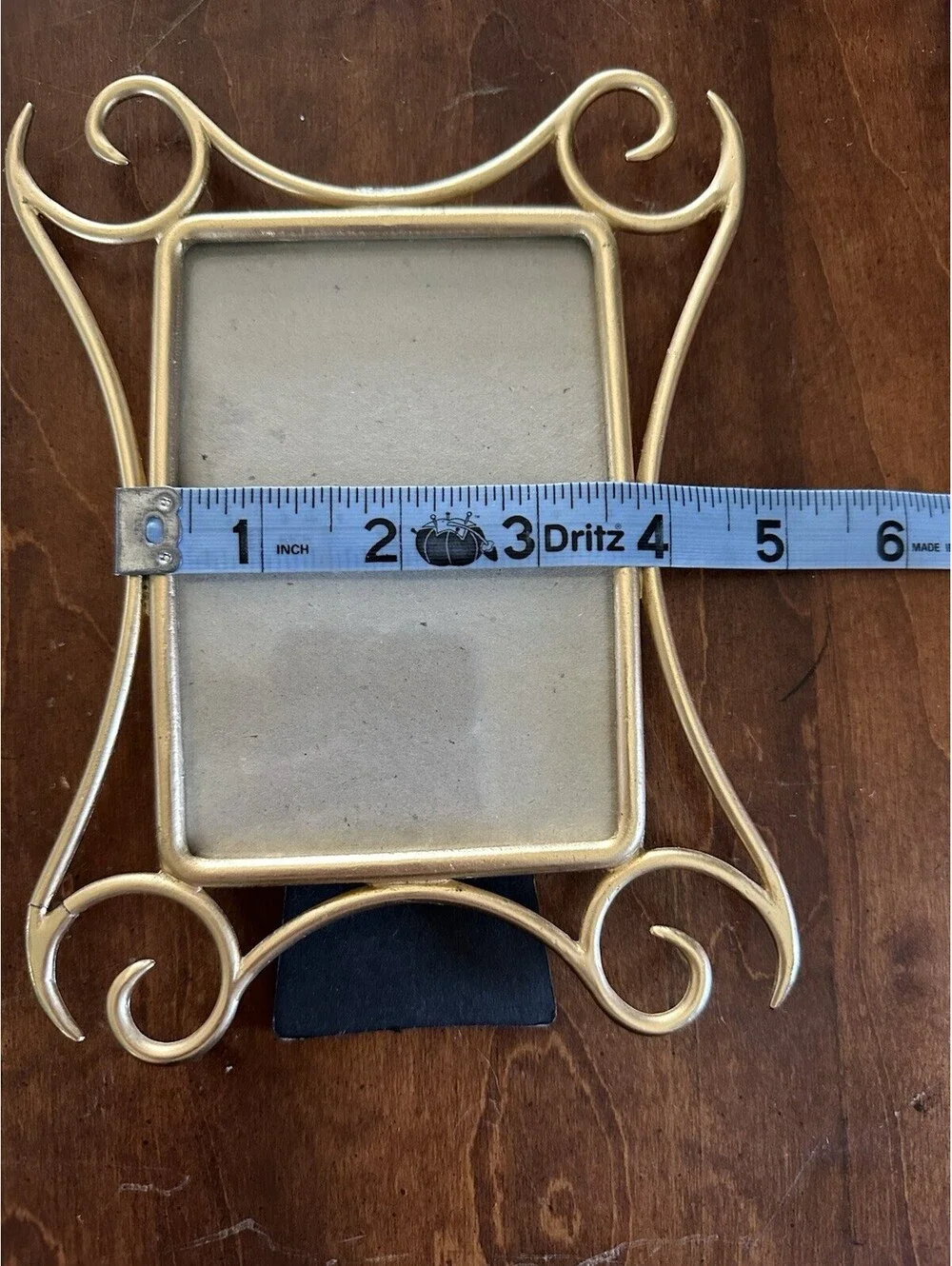Vintage Gold Tone Metal Scroll Picture Frame 4x6 Easel & Wall Hanging Ornate